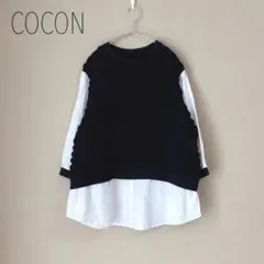 COCON ぽこぽこレイヤードトップス　7分袖　ゆったり　プルオーバー　M〜L