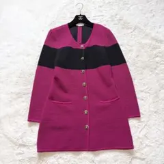 希少　オールド　セリーヌ　90's ロング　カーディガン　ピンク L相当のサムネイル