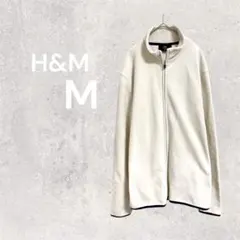 H&M エイチアンドエム ハイネック フリースジャケット ブルゾン 白 羽織 M