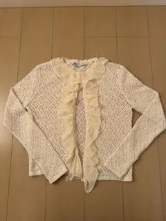 ZARA アイボリー フリルカーディガン