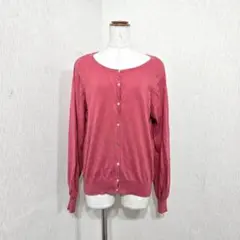 earth music&ecology ピンクリブカーディガン（L）薄手 長袖