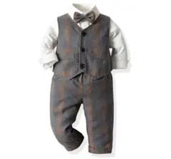 フォーマル スーツ　男の子　セットアップ　70cm グレーチェック　入園式