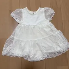 H&M ベビードレス 6-9M ホワイト フラワー刺繍