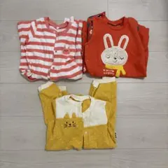 西松屋 ベビー 80サイズ ロンパース 3枚 まとめ売り 長袖