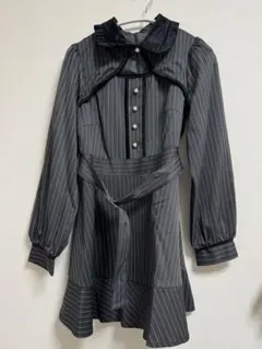 evelyn グレー ストライプ ミニワンピース