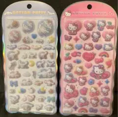 シナモロール ハローキティ コットンパフィーシール　2点セット