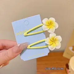 ハンドメイド イエローフラワーヘアピン 2個セット