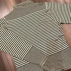 ボーダー　ニット　ベージュ×黒