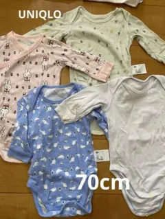 UNIQLO ボディースーツ 肌着 長袖 ミッフィー 前開き 70cm かぶり