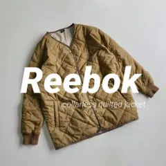 Reebok ノーカラー キルティング ジャケット ベージュ アウター M