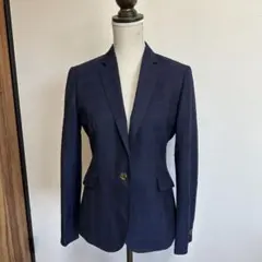 【ORIHICA】ネイビー チェック柄 シングルボタンジャケット