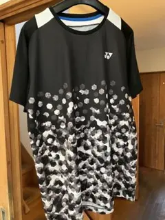 バドミントン用 半袖シャツ ブラック/ホワイト