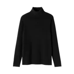 無印良品　紳士　洗えるウールリブタートルネックセーター　黒　メンズ　XL 新品