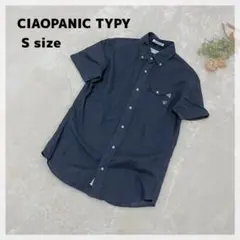 【チャオパニックティピー】デザインシャツ S ネイビー リネン混 ボタンダウンのサムネイル