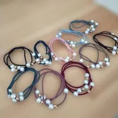 パールビーズ付きヘアゴム10個セット