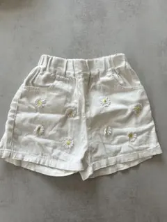 花柄刺繍 ホワイト 半ズボン プティマイン 90