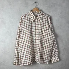 70s USA古着 長袖シャツ チェック柄 ドット柄 ボックス vintage