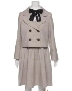 新品　150 M★メゾピアノ★チェック柄ジャケット×サスペンダースカート×リボン