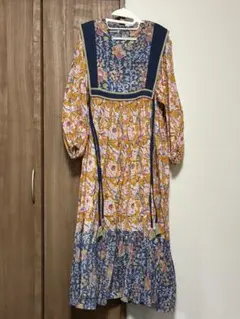 michiru kantaブロックプリント ロングワンピース Lサイズ インド