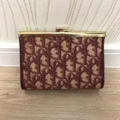 Dior/クリスチャンディオール☆トロッター柄がま口ポーチ　クラッチバッグ　財布