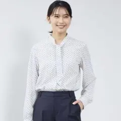 23区 23SS ジオメトリックパターン ボウタイブラウス 長袖シャツ 46のサムネイル