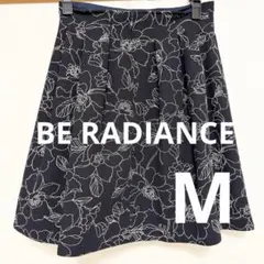 BE RADIANCE フラワープリント フレアスカート ブラック Mサイズ
