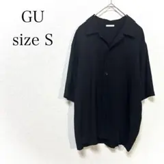 GU ジーユー　オープンカラーシャツ　ブラック　黒　無地　S　ゆるダボ
