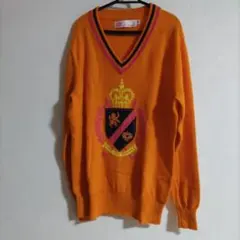 VIVA HEART オレンジ Vネックセーター カシミヤ100%ゴルフウェアのサムネイル