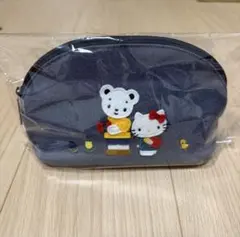 新品】familiar ハローキティ ポーチ ネイビー ブルー 完売品 キティ