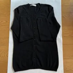 カシミア100%ユニクロブラッククルーネックカーディガン 長袖