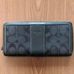 【美品】コーチ　COACH　ラウンドファスナー　長財布　ブラック