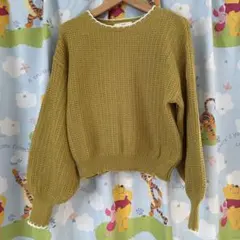 cepo セポ マスタード ニット セーター フリル付き クルーネック