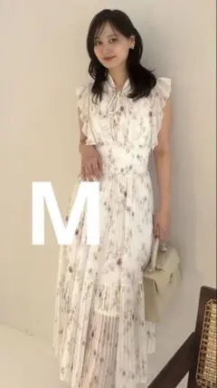 週末☆Rirandture シャーリングフリルプリントワンピース ミント