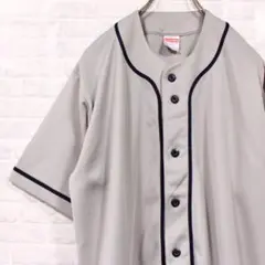 ユナイテッドアスレ ベースボールシャツ 半袖 United Athle グレー