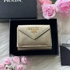 未使用級】PRADA 二つ折り財布 リボン サフィアーノ バイカラー