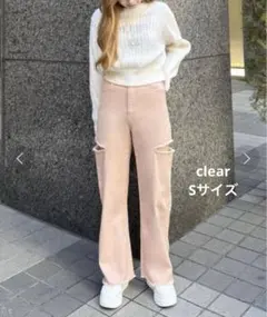 【新品未使用】clear カットアウトデニムパンツ ダメージ加工 ワイドパンツ
