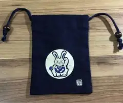 ウサギと桜の刺繍 巾着袋