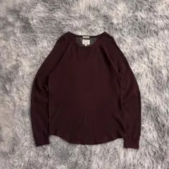 Lucky Brand ラグラン　ワッフルサーマルロンt ワインレッド 90s