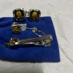 タイガーアイ カフスボタン ネクタイピン セット