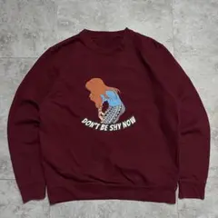 h*n様 USA古着 ヴィンテージスウェット アートイラスト 英字ロゴ ボルドー