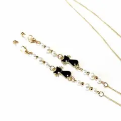 メガネチェーン　マスクチェーン　ねこちゃん　黒