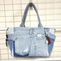 ハートバッグ ショルダーバッグ デニムリメイクバッグ - メルカリ