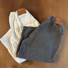 ever closet　コクーンデニムパンツ　ホワイト&グレー　100 110