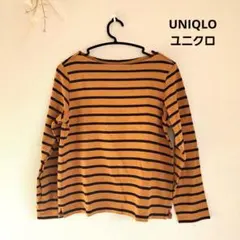 UNIQLO ユニクロ　ボーダーロンT　ブラウン×ネイビー　　 L