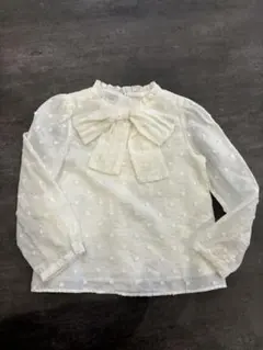 ZARA リボン付き長袖シャツ 7歳 ホワイト　122 ザラ