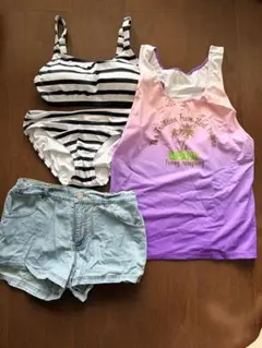 女の子向け水着セット（ビキニ・タンクトップ・ショートパンツ）