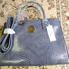 【新品】♥️HANE MORI ダークグレー トートバッグ肩掛蛇革調　2ウェイ