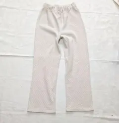 アースミュージック＆エコロジー　幾何柄ジャガードパンツ　ベージュ　ウエストゴム