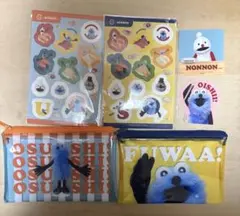 スシロー＊パペットスンスン＊クリアポーチ&シール＊ステッカー