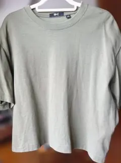 UNIQLO:CコットンオーバーサイズクロップドT レディースM　オリーブ